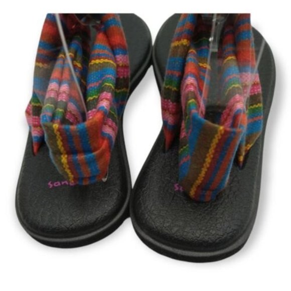 SOLD**Sanuk Serape Yoga Mat Sling Back Flip Flops Comfort Sandals Womens Size 10 - Picture 6 of 9